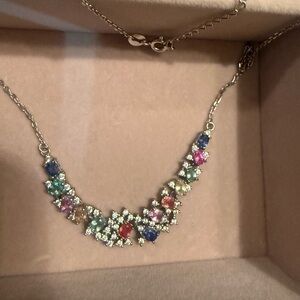 Silver Necklace with Colorful Sapphires